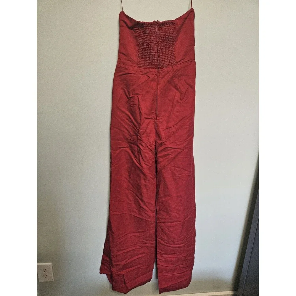 Sz S - MNG Mango Long Strapless Jumpsuit Red